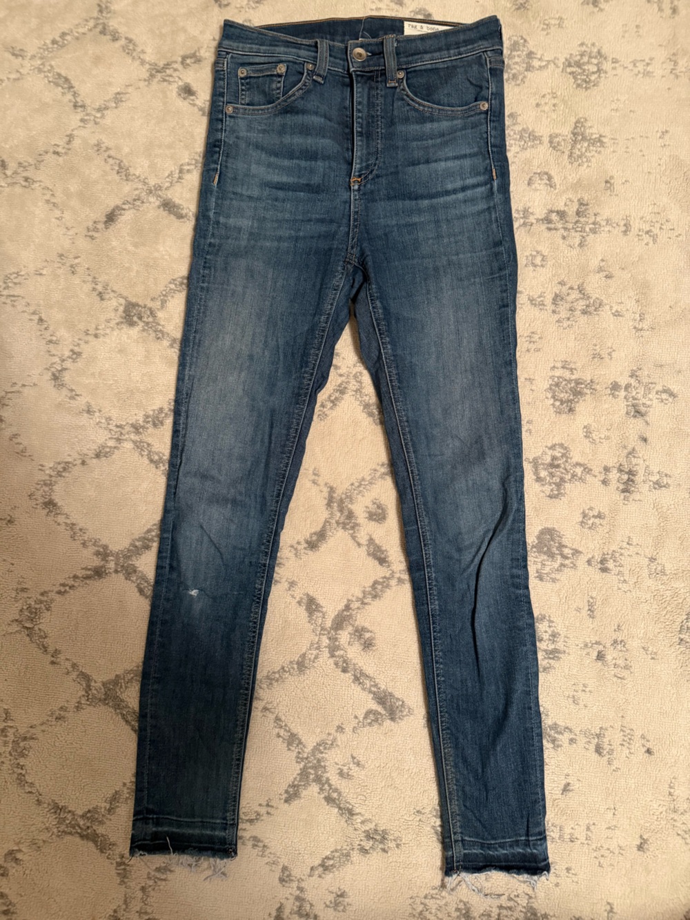 rag & bone Dark Blue Skinny Jeans with Subtle Fade